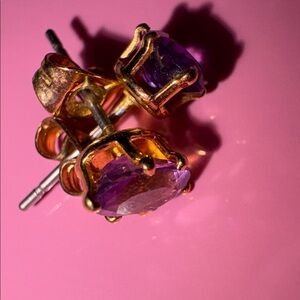 Purple & Gold Stud Earrings